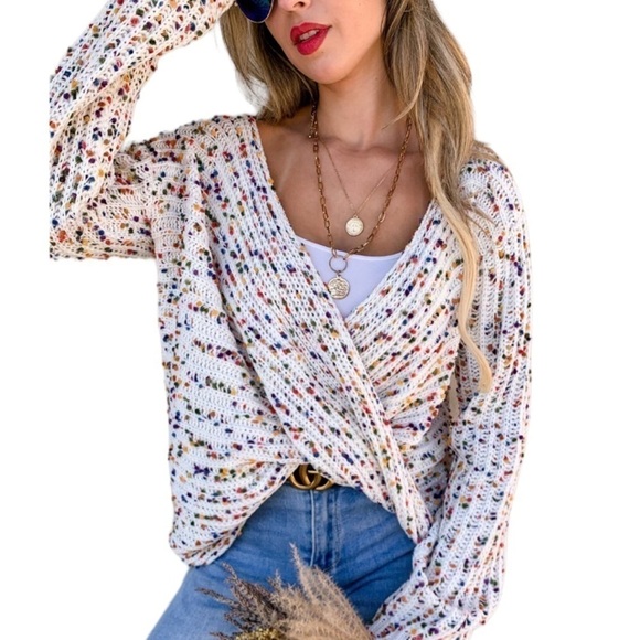 Amoli confetti twist sweater reversable small / medium - Picture 1 of 8